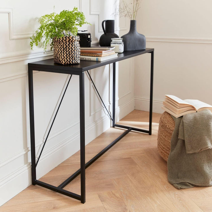 Alice'S Home - Console En Métal Noir 120 X 39 X 79Cm - Industrielle - 1 Barre De Renfort | Designix - Amazon    - https://designix.fr/