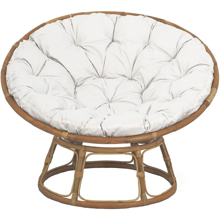 Alice'S Home - Fauteuil Papasan En Rotin Avec Coussin Blanc Ø113Cm | Designix -     - https://designix.fr/