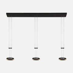 Suspension 3 lumières noire, barre LED 120 cm | Piola