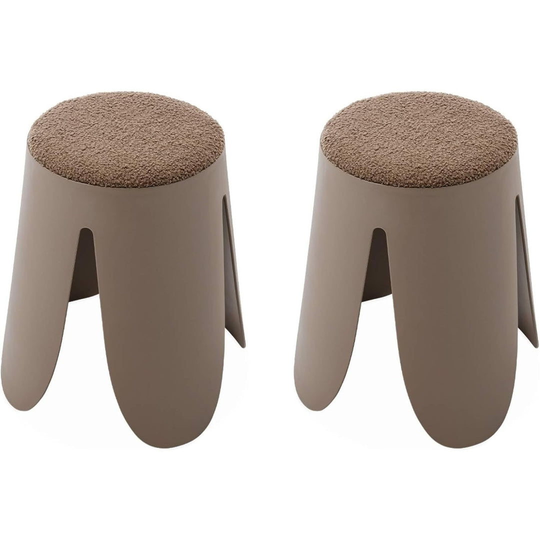 Alice'S Home - Set De 2 Tabourets Empilables Marrons. Bouclette Texturée. Niki. Ø30 / 44 X H46Cm | Designix - Amazon    - https://designix.fr/