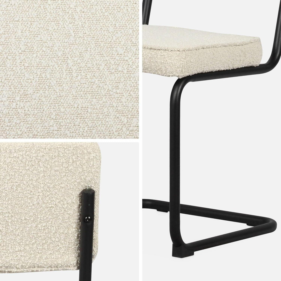 Chaise Cantilever Bouclette Blanche | Designix - 3333    - https://designix.fr/