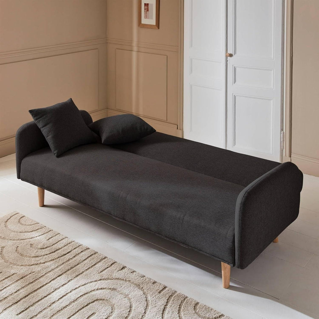 Alice'S Home - Canapé Convertible 2-3 Places Tissu Gris Foncé. Pieds Bois D'Hévéa | Designix -     - https://designix.fr/