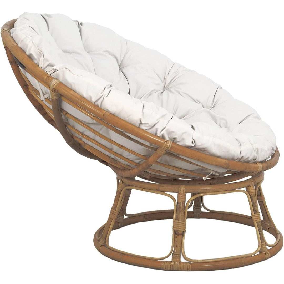 Alice'S Home - Fauteuil Papasan En Rotin Avec Coussin Blanc Ø113Cm | Designix -     - https://designix.fr/