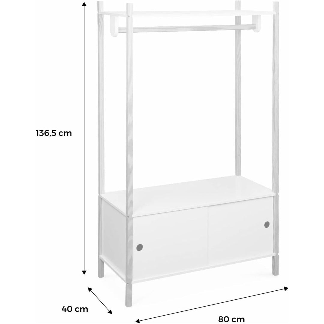 Alice'S Home - Penderie Pour Enfants - Tobias - Deux Portes Coulissantes Et Portant Bois Massif En Pin Naturel Blanc. 80X40X136.5CM | Designix - Amazon    - https://designix.fr/