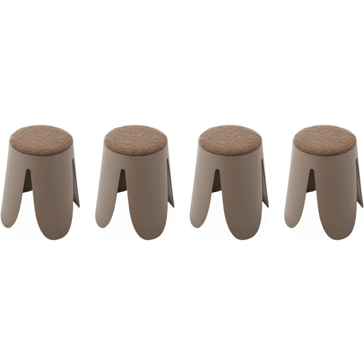 Alice'S Home - Set De 4 Tabourets Empilables Marrons. Bouclette Texturée. Niki. Ø30 / 44 X H46Cm | Designix - Amazon    - https://designix.fr/