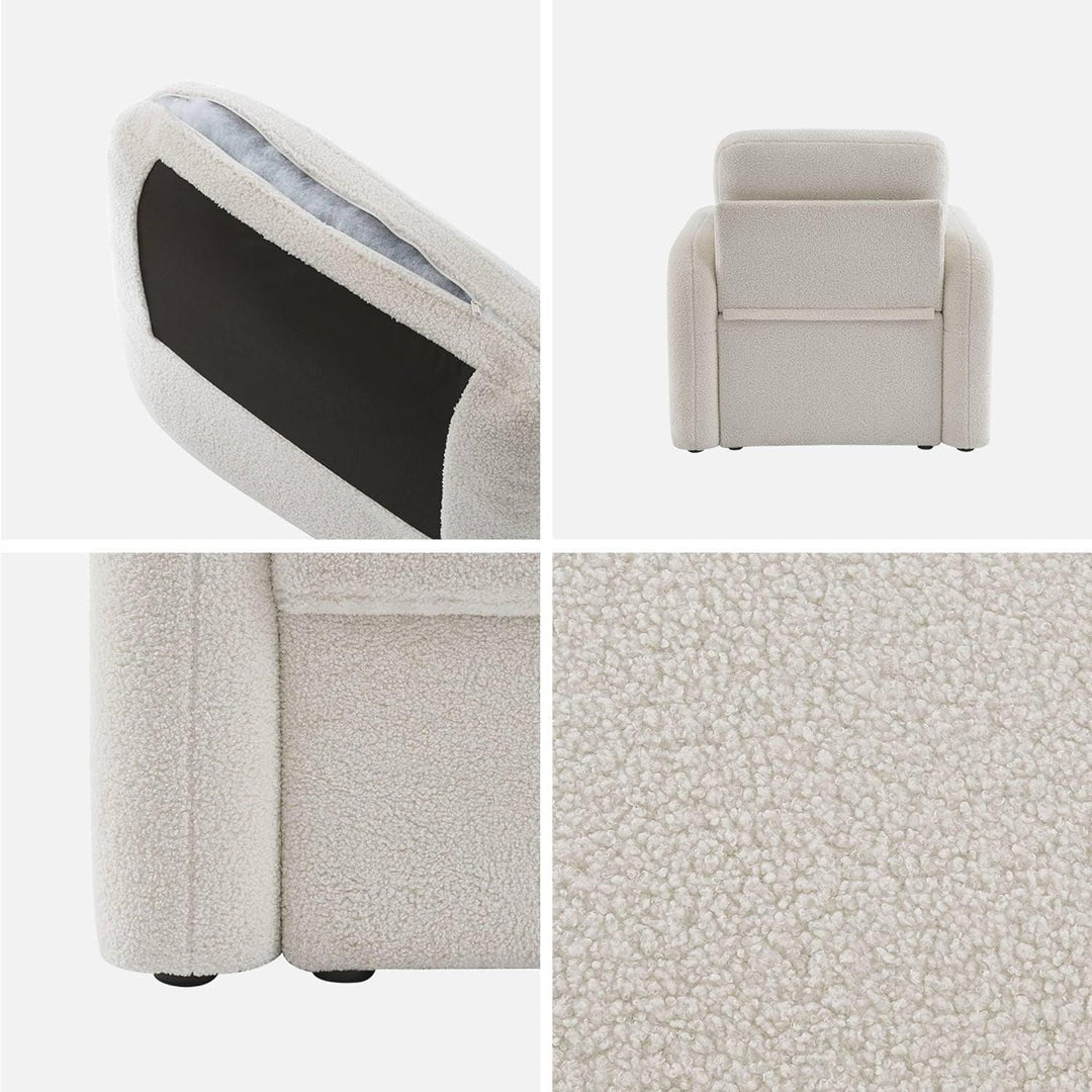 Alice'S Home - Fauteuil Tissu Bouclette Blanche. Lignes Arrondies. Milano. L 90 X P 85 X H 85Cm | Designix -     - https://designix.fr/