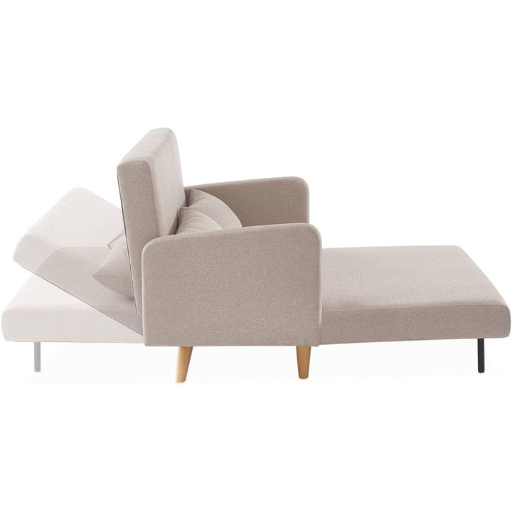 Alice'S Home - Canapé Convertible En Tissu - Panam - 2 Places Scandinave. Pieds Bois Clair. Beige. Banquette. Dossier Inclinable | Designix -     - https://designix.fr/