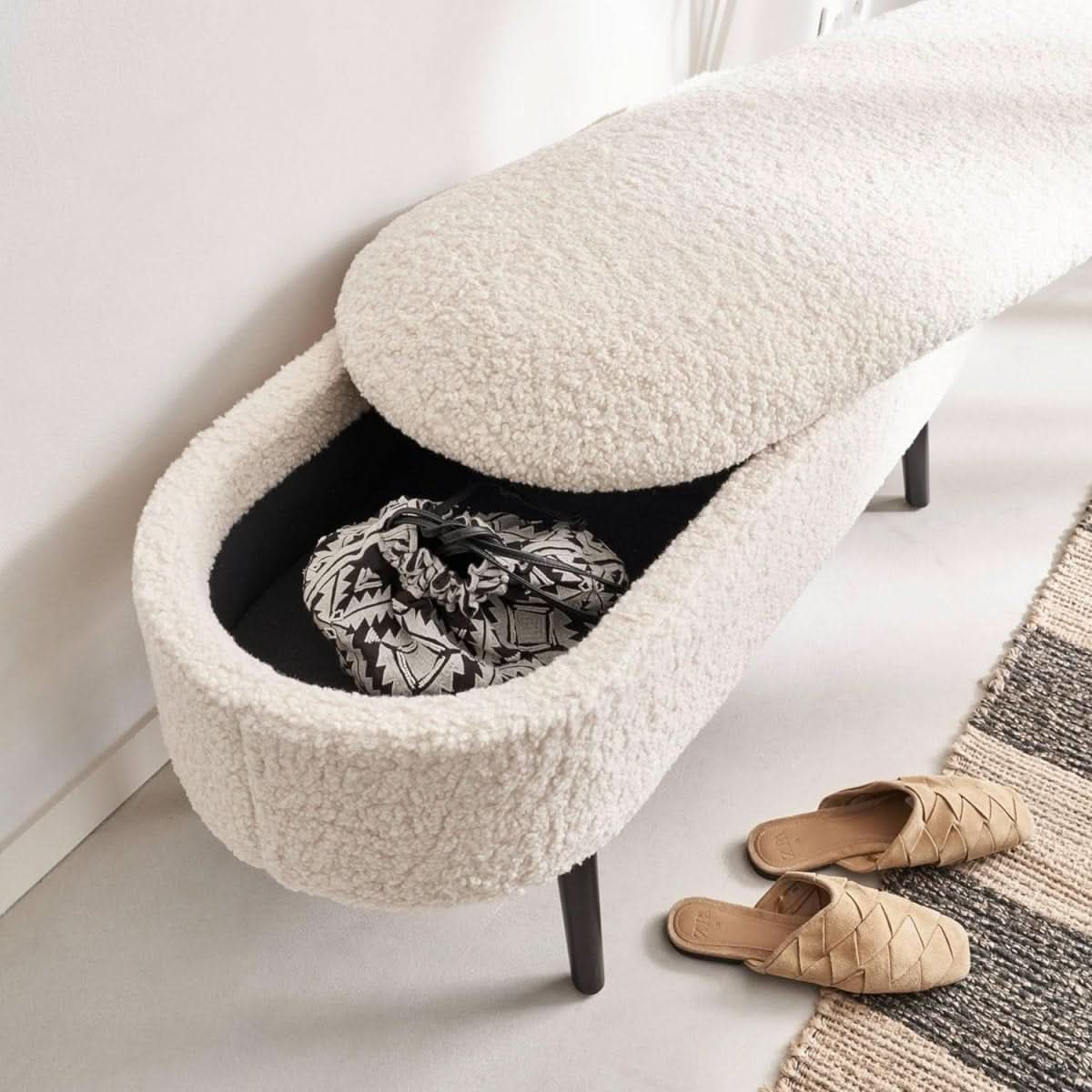 Banc Coffre Revêtement Bouclette | Fable - Designix Banc