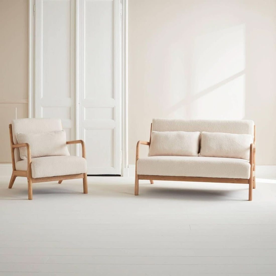 Banquette et Fauteuil Bois Bouclette | Confort Scandi