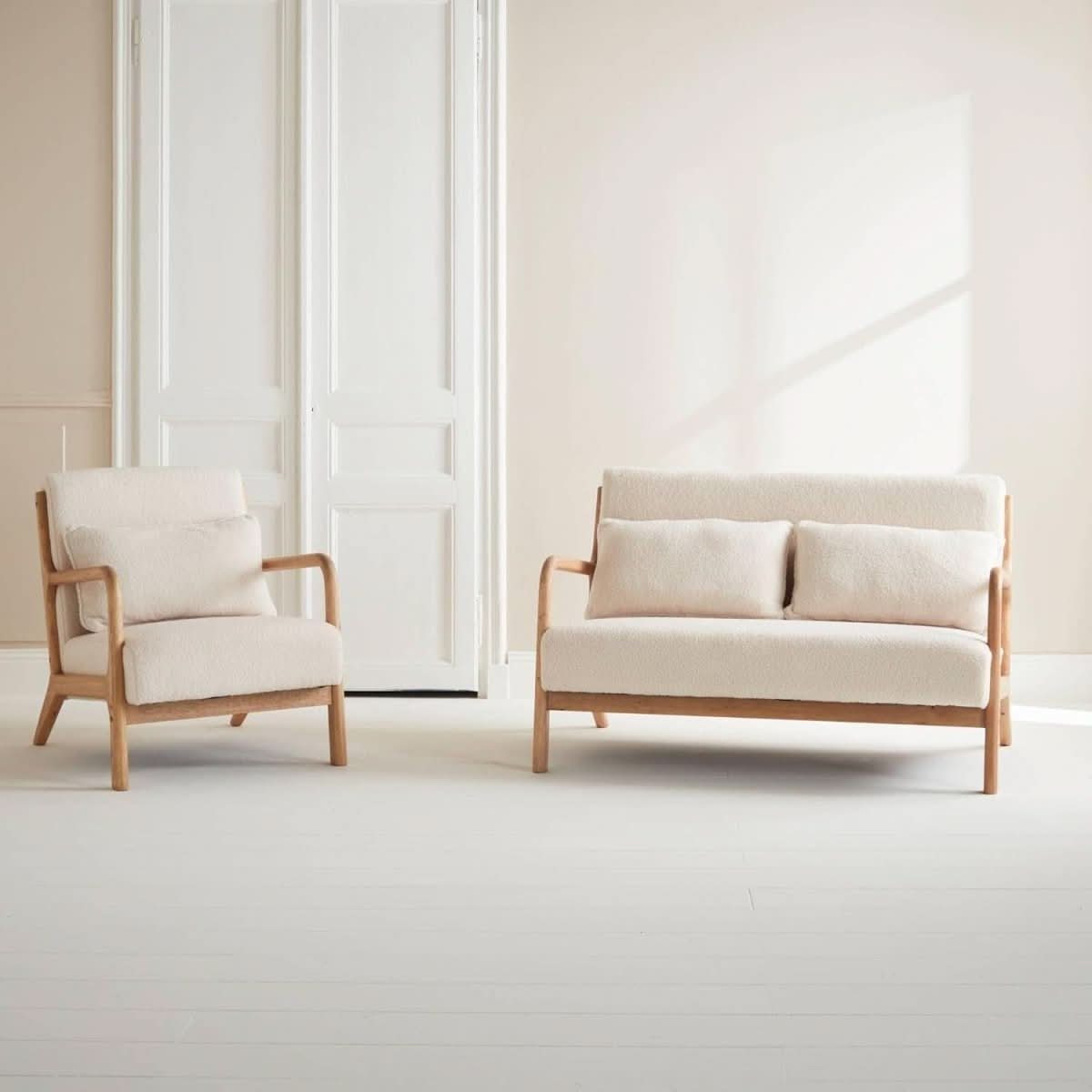 Banquette et Fauteuil Bois Bouclette | Confort Scandi - Designix Banquette
