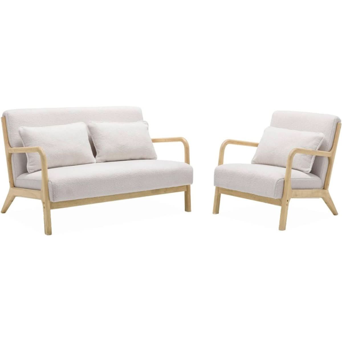 Banquette et Fauteuil Bois Bouclette | Confort Scandi - Designix Banquette