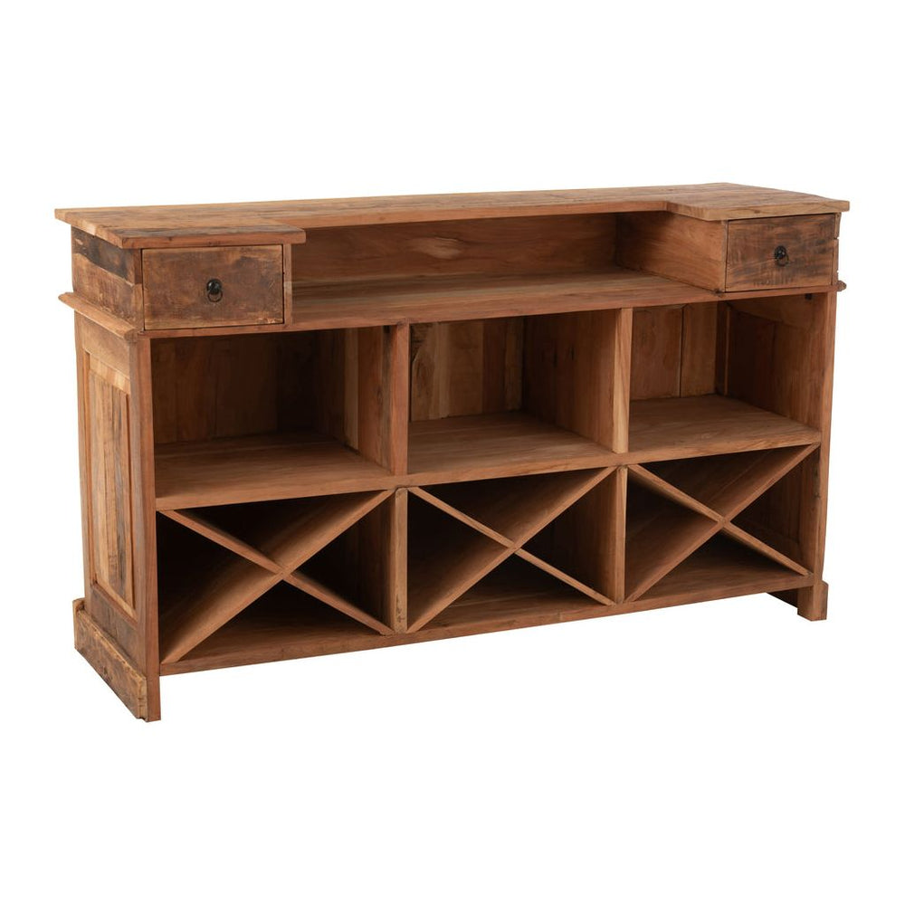 Bar Bois Recyclé Naturel à 2 Tiroirs | Sela - Designix Armoire