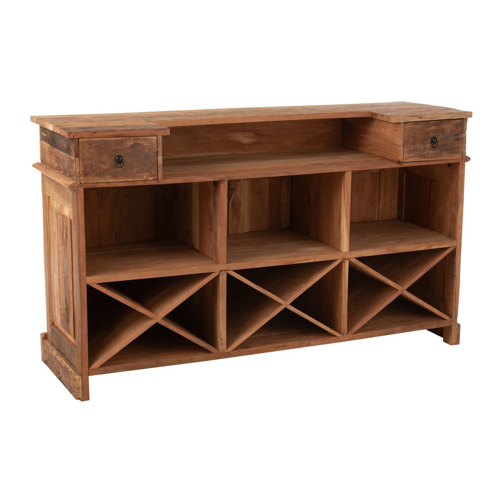 Bar Bois Recyclé Naturel à 2 Tiroirs | Sela - Designix Armoire