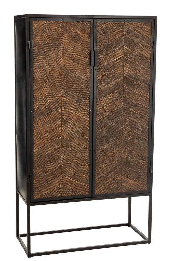 Armoire de bar Ano en fer/bois de manguier noir/marron | Designix -     - https://designix.fr