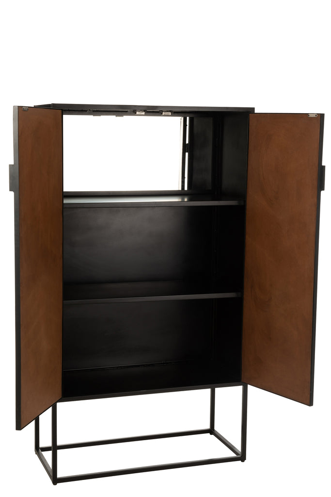 Armoire de bar Ano en fer/bois de manguier noir/marron | Designix -     - https://designix.fr