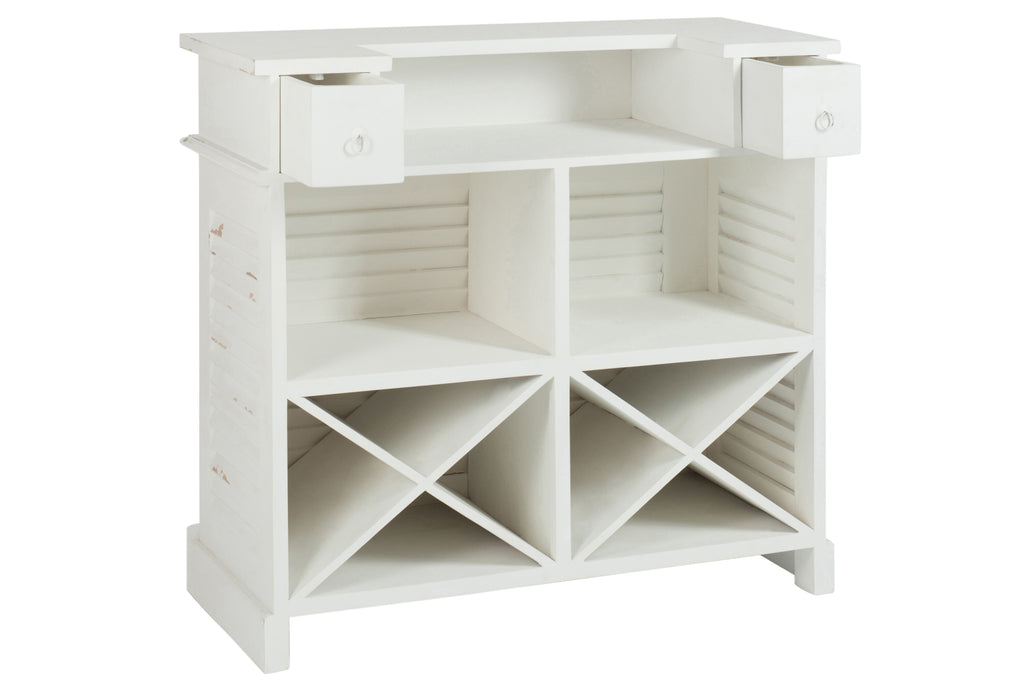 Armoire de bar 2 tiroirs rectangulaire en bois blanc | Designix -     - https://designix.fr