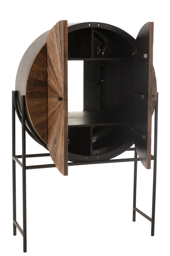 Armoire de bar Shanil en bois recyclé/MDF marron/noir | Designix -     - https://designix.fr