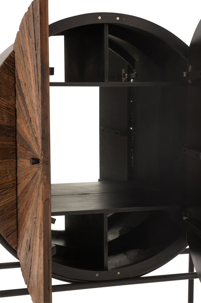 Armoire de bar Shanil en bois recyclé/MDF marron/noir | Designix -     - https://designix.fr