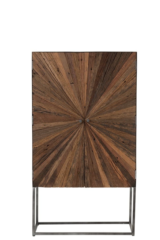 Armoire de bar Shanil 2 portes bois/fer naturel/gris | Designix -     - https://designix.fr