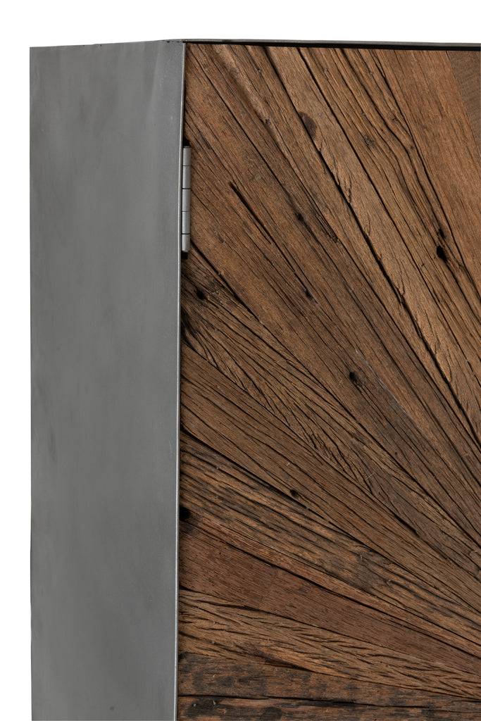 Armoire de bar Shanil 2 portes bois/fer naturel/gris | Designix -     - https://designix.fr