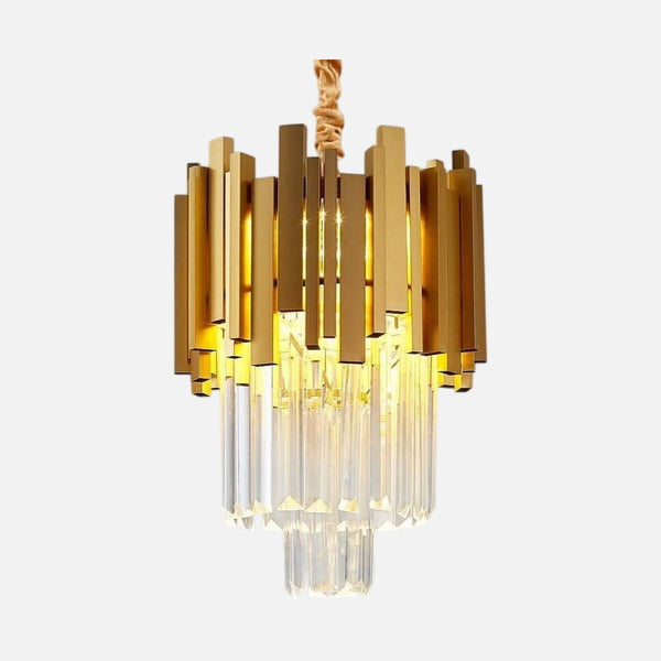 Lustre cristal moderne doré | Éclat Prismique