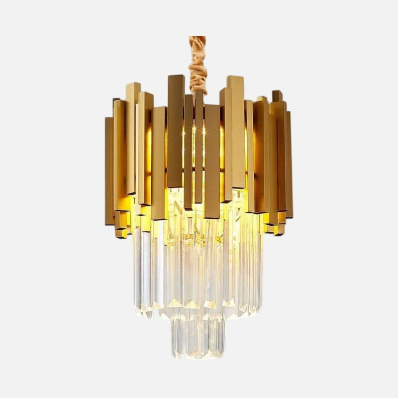 Lustre cristal moderne doré | Éclat Prismique