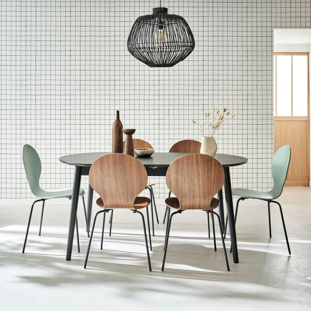 Alice'S Home - Table À Manger Extensible Noire Ovale Lina 6 À 8 Places. 160 À 210Cm | Designix - Amazon    - https://designix.fr/