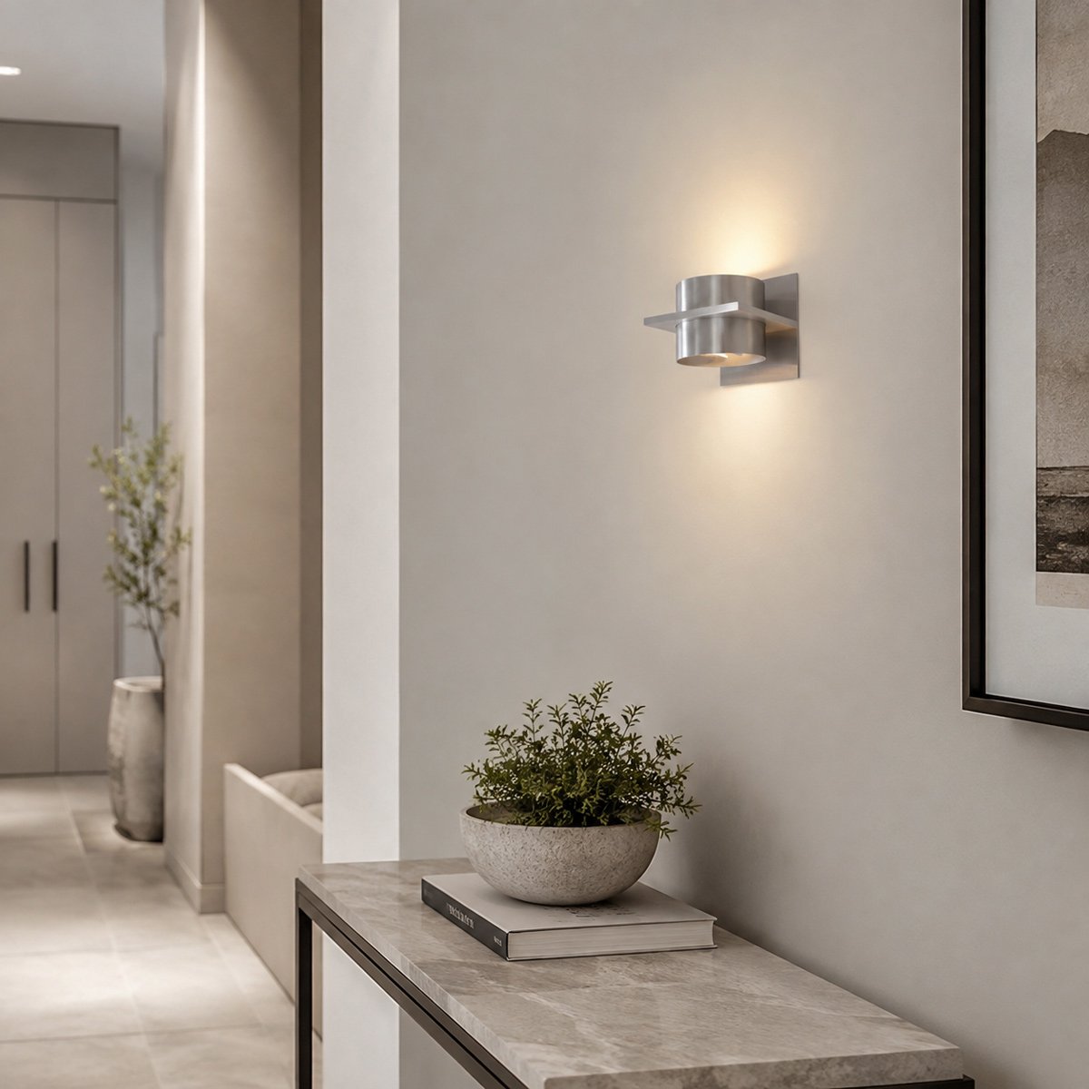 applique murale cylindrique à faisceau haut et bas, acier brossé G9 | Cylo