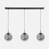Suspension boule noire 3 globes en verre fumé, salon & salle à manger | Bollique 3122ZW