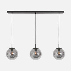 Suspension boule noire 3 globes en verre fumé, salon & salle à manger | Bollique 3122ZW