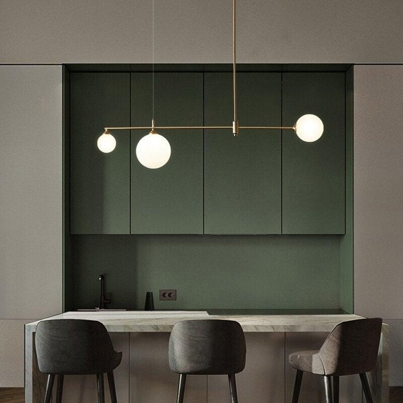 Boule Verre Cuivre Suspendue | Maso - Designix Suspension luminaire 3 têtes Sans ampoule