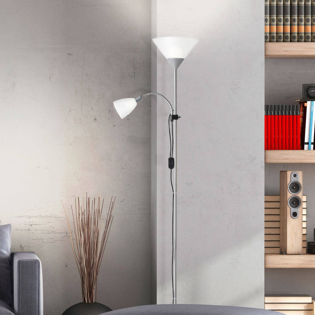Lampadaire Spari argenté et blanc (93008/05)