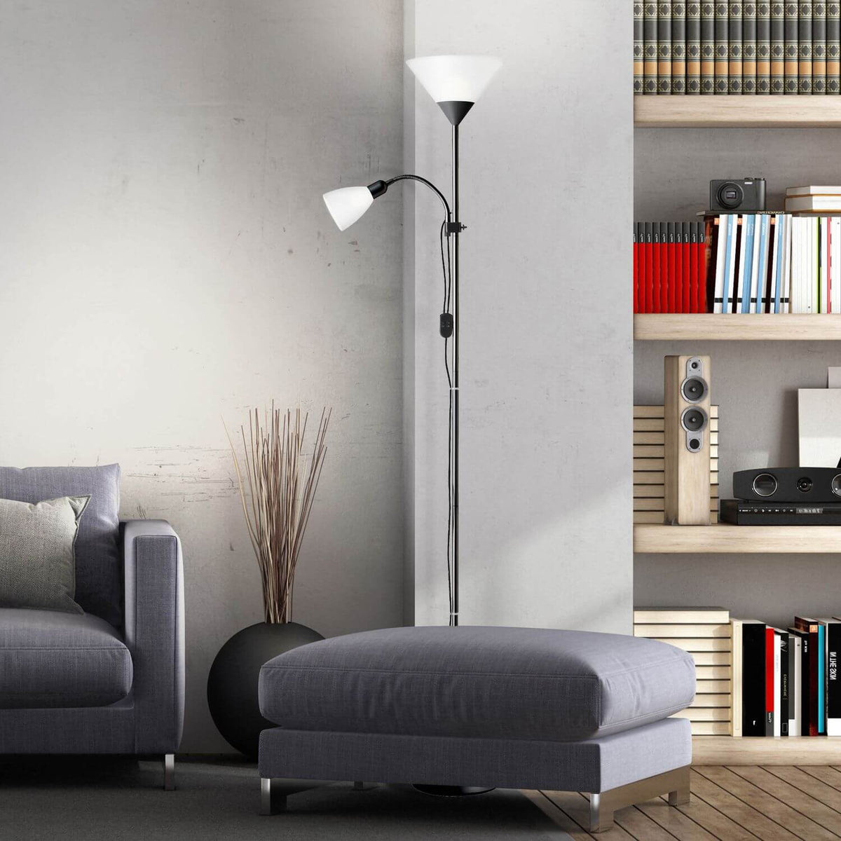 Lampadaire Spari noir et blanc
