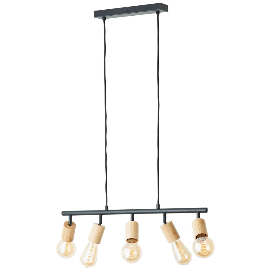 Vue de face du luminaire, douilles orientées en biais vers le bas