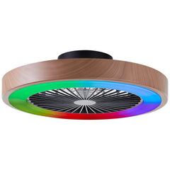 Ventilateur de plafond lumineux Slimline bois et noir