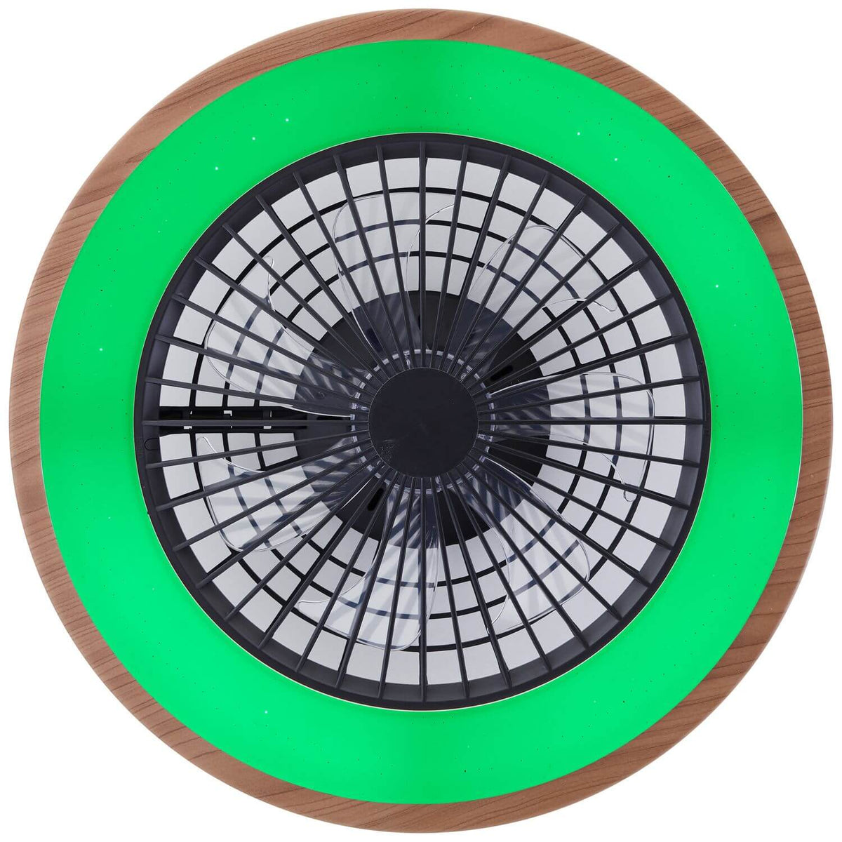 Ventilateur de plafond lumineux Slimline bois et noir