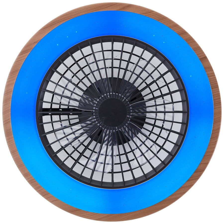 Ventilateur de plafond lumineux Slimline bois et noir
