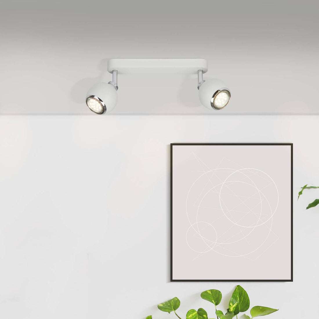 Plafonnier Ina 2 lumières blanc et chromé