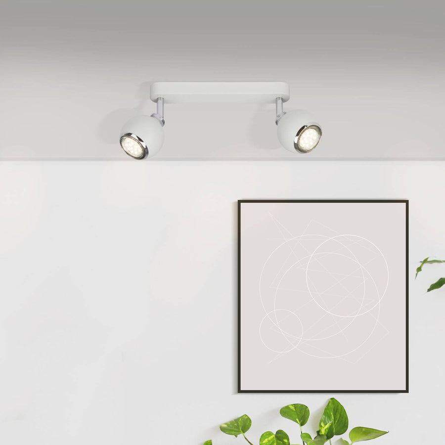 Plafonnier Ina 2 lumières blanc et chromé