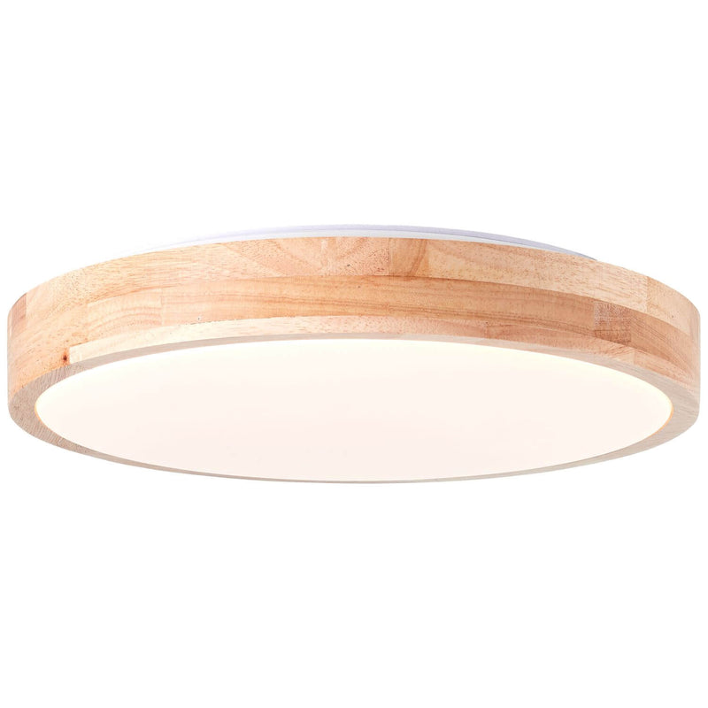 Plafonnier Slimline bois clair et blanc, Ø 34,5 cm
