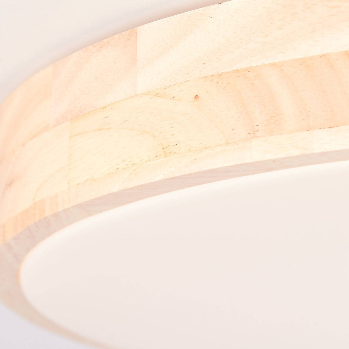 Plafonnier Slimline bois clair et blanc, Ø 50 cm