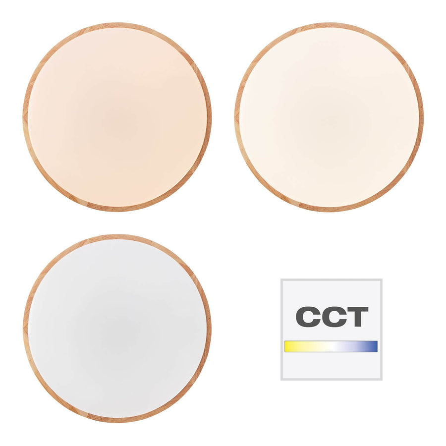 Plafonnier Slimline bois clair et blanc, Ø 50 cm