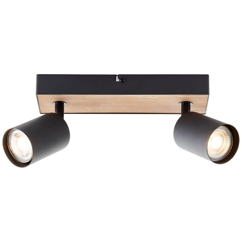 Plafonnier Jello Wood 2 lumières noir et bois