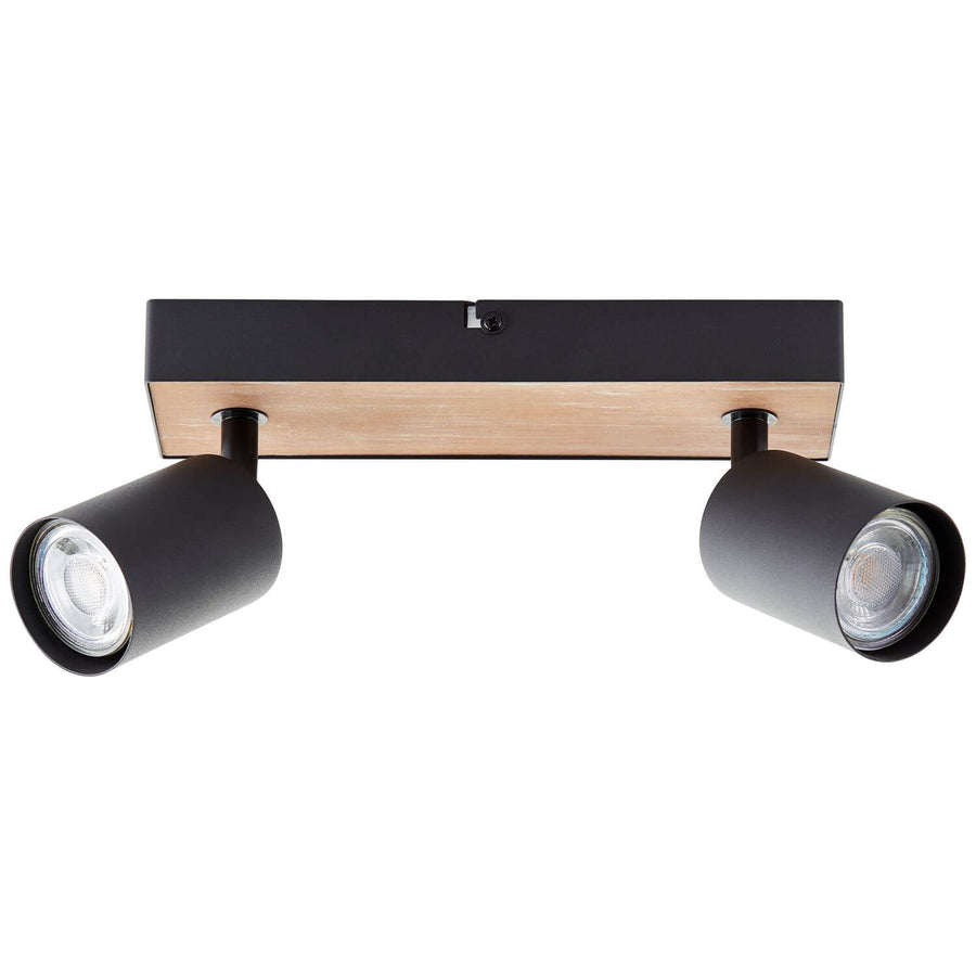 Plafonnier Jello Wood 2 lumières noir et bois