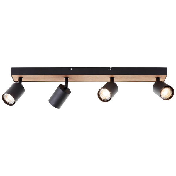 Plafonnier Jello Wood 4 lumières noir et bois