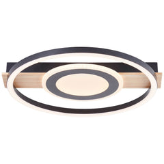 Plafonnier Maureen noir et bois, L 39 cm (G99927A76)