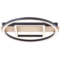 Plafonnier Maureen noir et bois, L 39 cm (G99928A76)