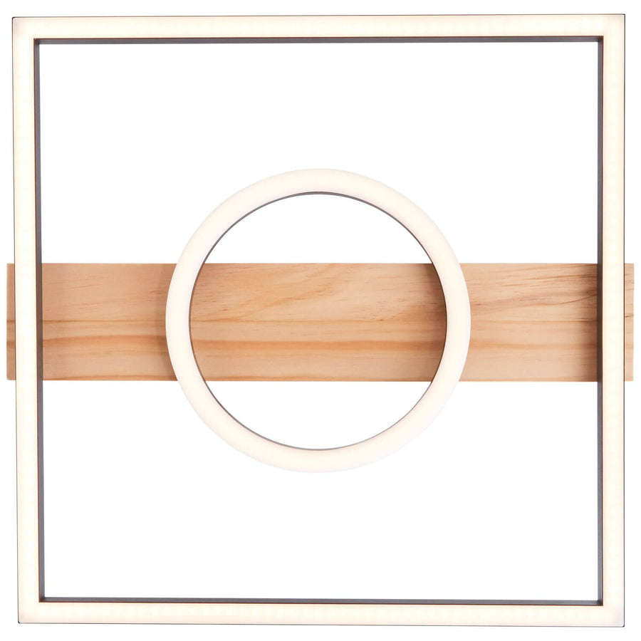 Plafonnier Maureen noir et bois, L 42 cm