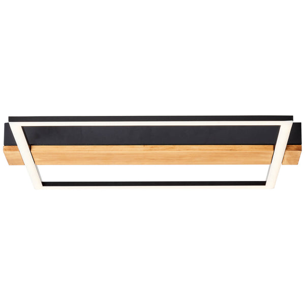 Plafonnier Loneos noir et bois