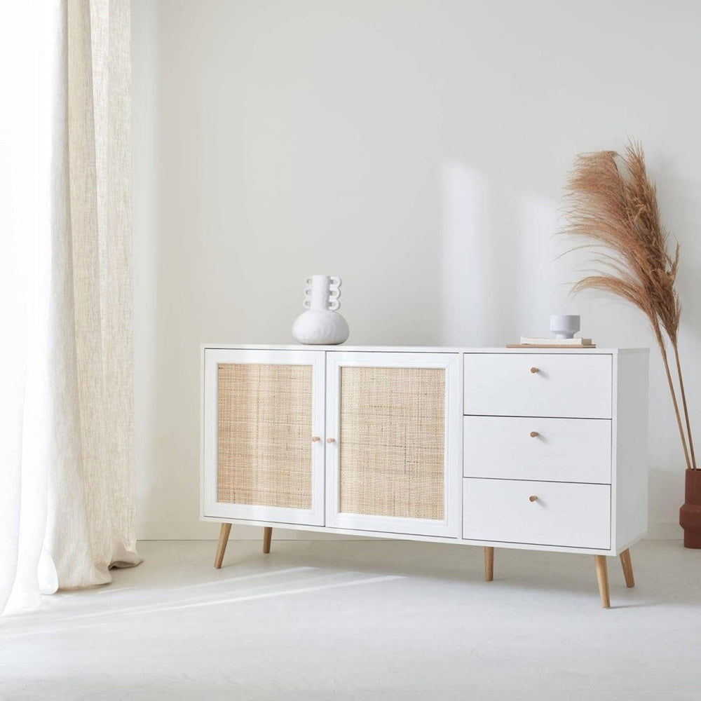 Buffet Cannage Bohème Blanc | Lore - Designix Buffet